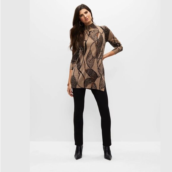 NWT Melanie Lyne Women's Chain & Animal Print Tunic Sweater - Picture 1 of 13